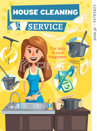 House and kitchen cleaning service, vector 44763825