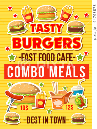 Fastfood burgers restaurant vector menu Fastfood burgers restaurant vector menu 44763878