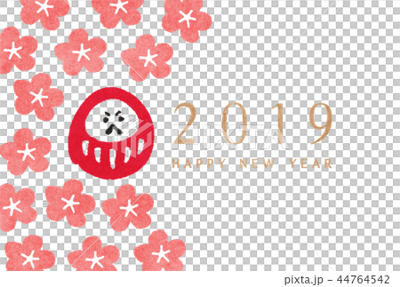 年賀状  2019 花だるま  44764542
