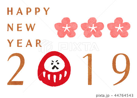 年賀状  2019 花だるま  44764543