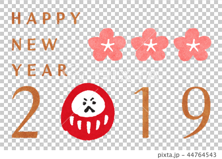 年賀状  2019 花だるま  44764543