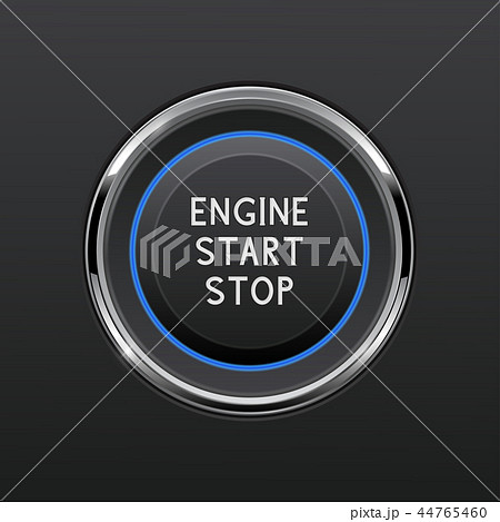 Engine start stop button. Car dashboard element Engine start stop button. Car dashboard element 44765460