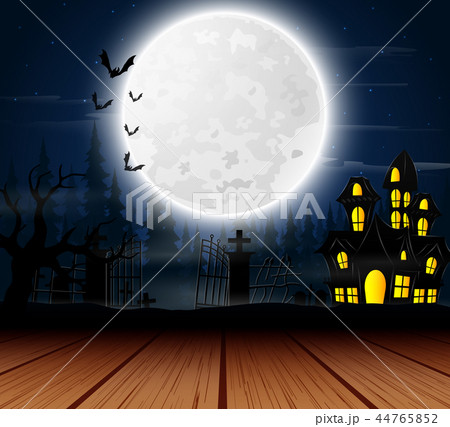Halloween background with haunted house on the ful Halloween background with haunted house on the ful 44765852