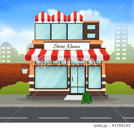 Orange and red store building background 44766165