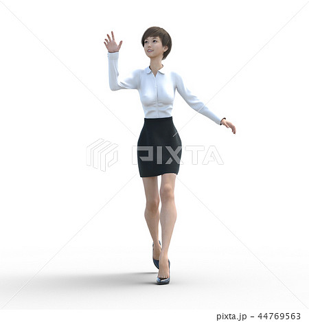 ポーズするビジネスウェアの女性　perming3DCGイラスト素材 44769563