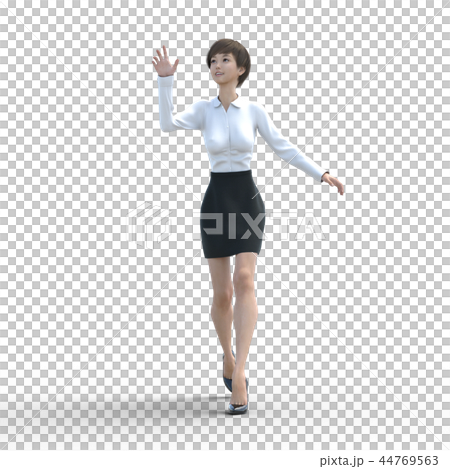 ポーズするビジネスウェアの女性　perming3DCGイラスト素材 44769563