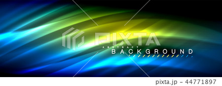 Neon glowing fluid wave lines, magic energy space light concept, abstract background wallpaper 44771897