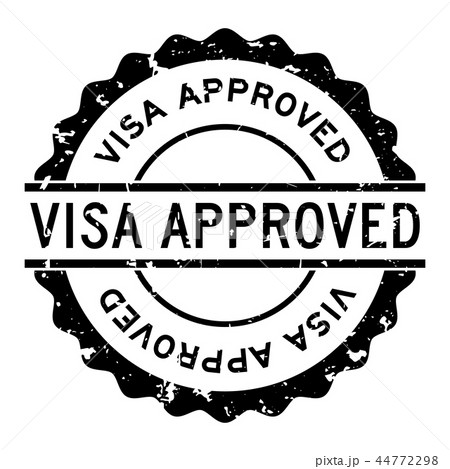 Grunge black visa approved rubber seal stamp 44772298
