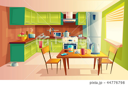 cartoon illustration of kitchen interior cartoon illustration of kitchen interior 44776798