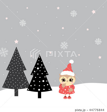 winter illustration with owl 44776844
