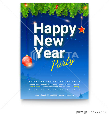 Holiday poster for Happy New Year events. Design 44777689