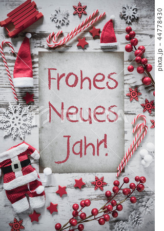 Flat Lay, Frohes Neues Means Happy New Year Flat Lay, Frohes Neues Means Happy New Year 44778430