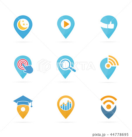 Set of map pointer logo combination. GPS locator and pin symbol or icon. Unique navigation and 44778695