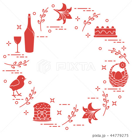 Different Easter symbols arranged in a circle: 44779275