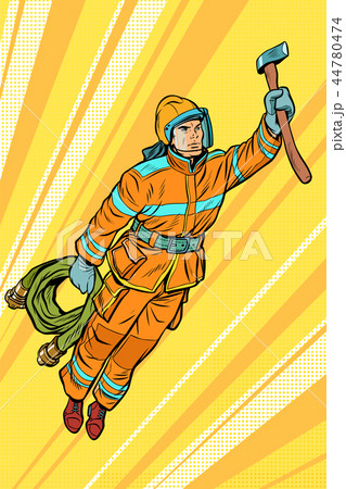 fireman, firefighter flying superhero help 44780474