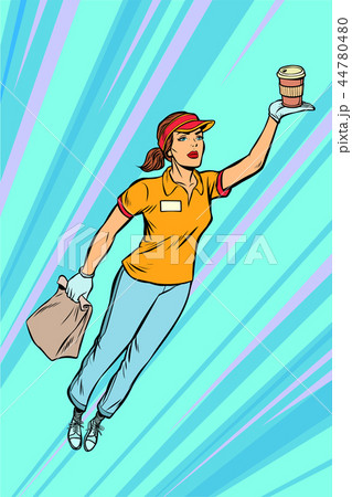 waitress coffee fast food delivery flying superhero help 44780480