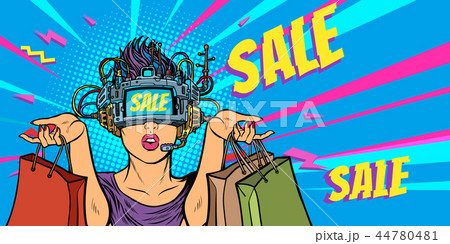 woman shopping on sale. virtual reality 44780481