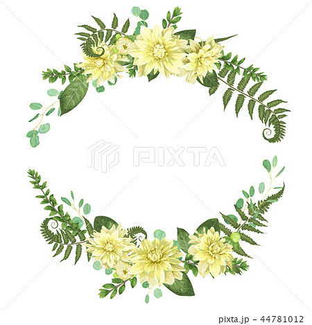 Festive Floral Frame With Yellow Dahlia Flowersのイラスト素材