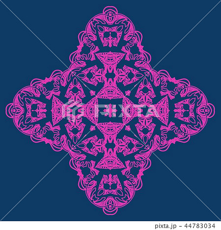 Neon color ornate snowflake-like element for party invitation design 44783034