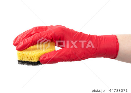 Red gloves and sponge Red gloves and sponge 44783071