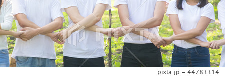 Hand of group diversity people volunteer together 44783314