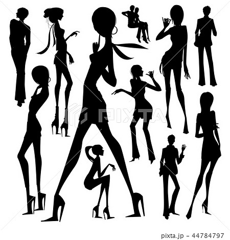 シルエット 女性 女 44784797