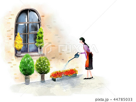 イラスト 風景画 花壇のイラスト素材