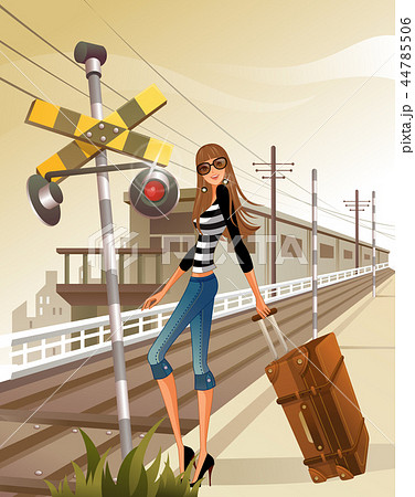 鉄道 旅行 女性 44785506