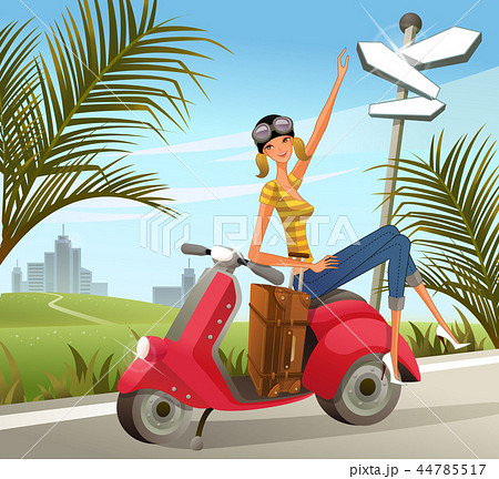 イラスト バイク 旅行用バッグ 44785517