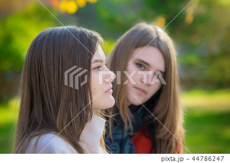 Two girlfriends having a quarrel Two girlfriends having a quarrel 44786247