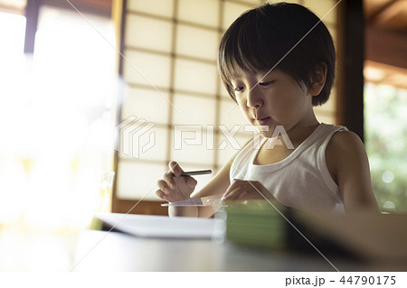 夏休みの宿題をする男の子 夏休みの宿題をする男の子 44790175