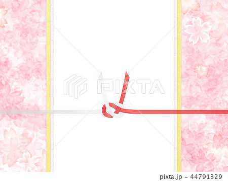 和-和風-和柄-背景-和紙-春-桜-ピンク-水引-のし 44791329