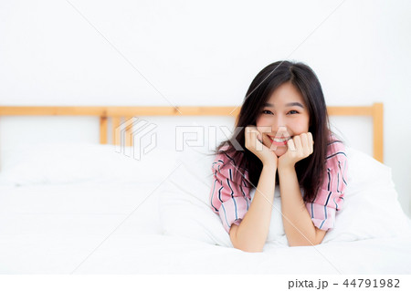 Beautiful portrait asian woman lying and smile 44791982