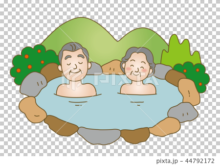医療イラスト：温泉/高齢者夫婦 44792172