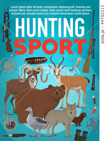 Hunting sport equipment and wild animals Hunting sport equipment and wild animals 44792215