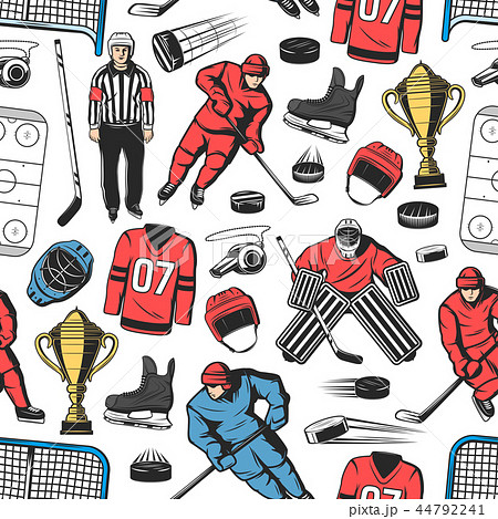 Ice Hockey Sport Game Seamless Patternのイラスト素材