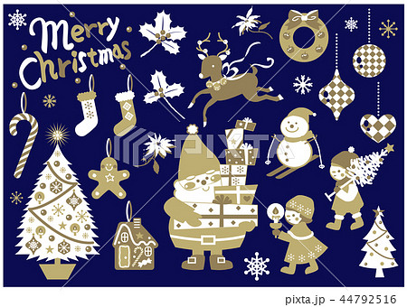 クリスマス イラスト おしゃれ可愛い詰め合わせ ベクター有りのイラスト素材 44792516 Pixta