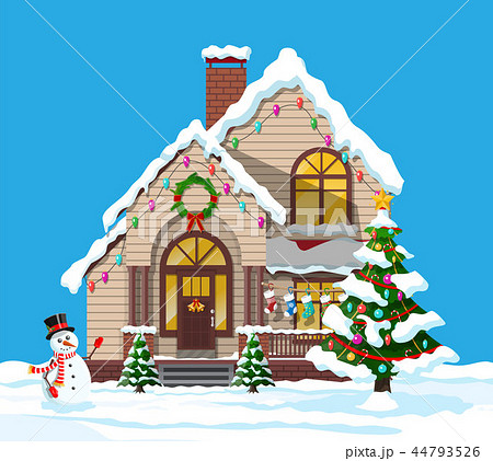 Suburban house covered snow. Suburban house covered snow. 44793526