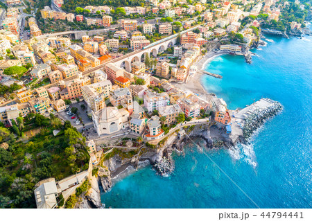 View of Bogliasco. Bogliasco is a ancient fishing village in Italy, Genoa, Liguria. Mediterranean 44794441