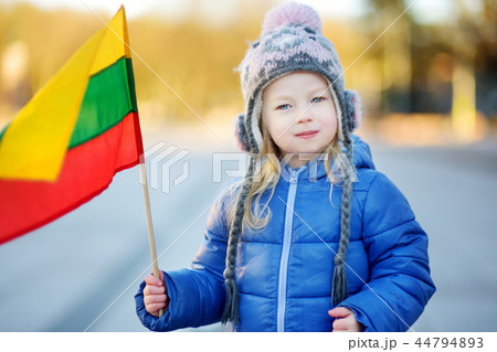 Cute girl celebrating Lithuanian Independence Day 44794893