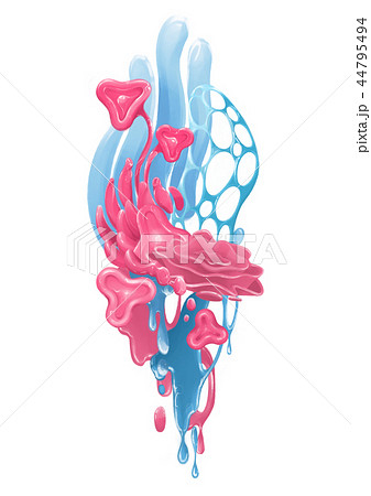 Abstract design with fantasy plant, net structures and liquid substance 44795494
