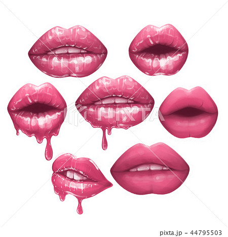 Realistic lips painted with matte and glossy pink lipsticks Realistic lips painted with matte and glossy pink lipsticks 44795503