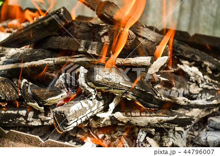 A fire burns for a barbecue. Preparation 44796007
