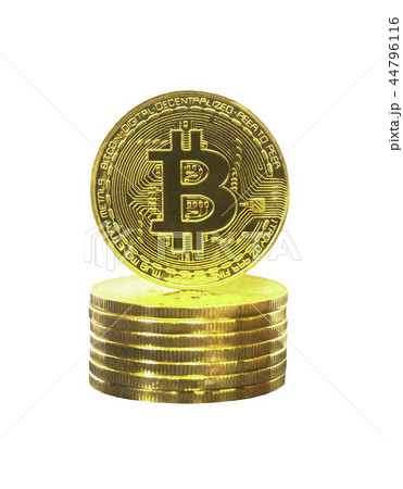 Bitcoin on stack isolated 44796116