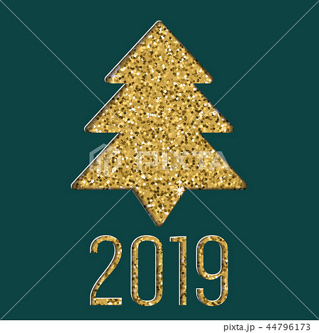 Layered cut out paper greeting card with Christmas with glitter texture effect. Vector illustration 44796173