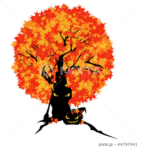 halloween creepy tree and pumpkin vector design 44797041