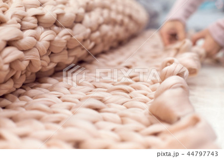 Merino wool handmade knitted large blanket 44797743