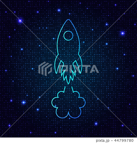 Flying rocket on a digital background. Flying rocket on a digital background. 44799780