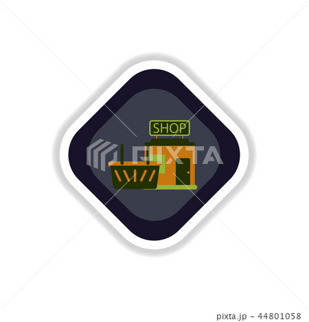 paper sticker on white background shop basket 44801058