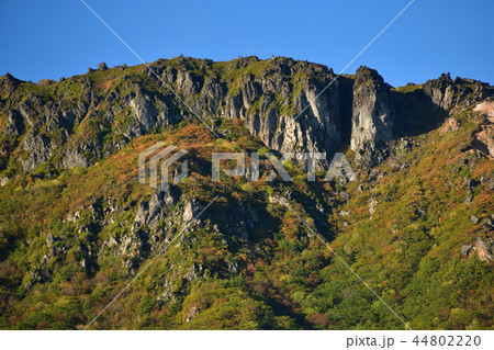 朝の北海道函館市椴法華地区恵山岬方面から恵山の山頂付近の風景を撮影 44802220